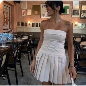 ZARA BLOGGER FAVORITE STRIPPED STRAPLESS DRESS